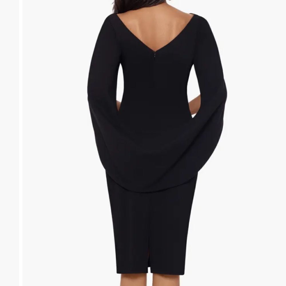 Betsy & Adam Cape Sleeve Crepe Sheath Dress - Picture 2 of 4